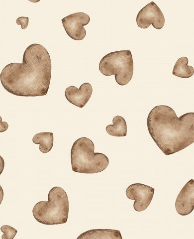 Jersey a brown and white pattern with hearts on it