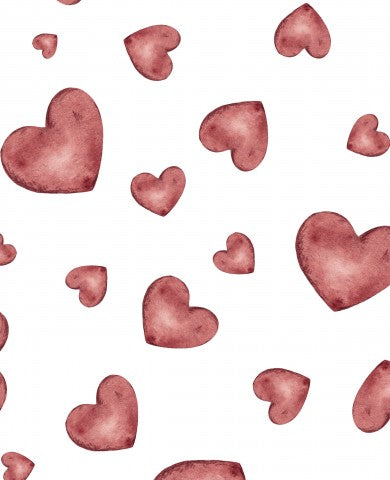 Motif en mousseline de coeurs rouges sur fond blanc