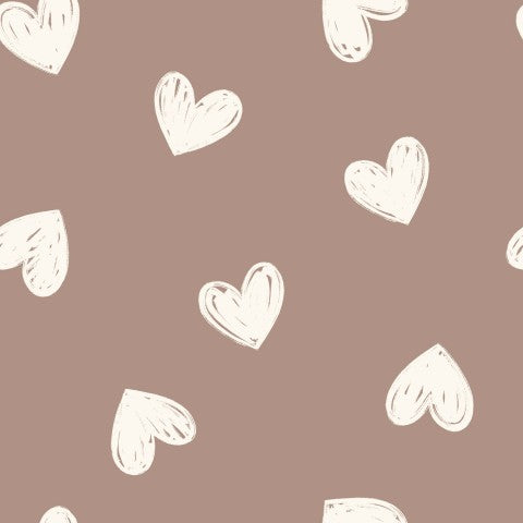 SoftShell white hearts on brown background