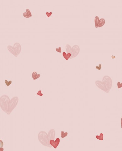 Corazones de color rosa jersey y rojo sobre un fondo rosa claro