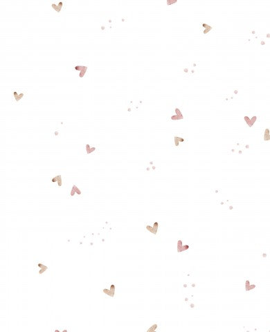 Satin cotton pink hearts on white background