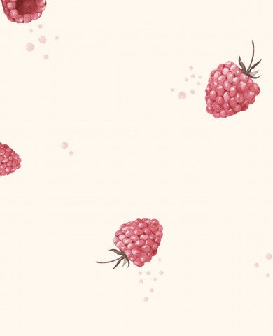 Rib jersey pattern of raspberries on a white background