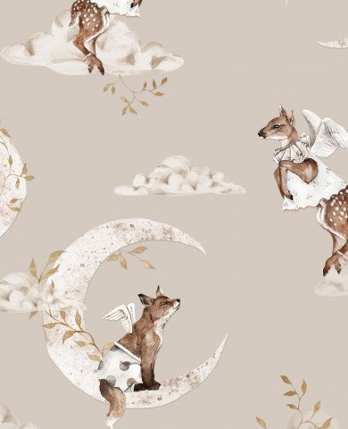 Cuci i tuoi sogni con la nostra tela di cotone Sky Forest Beige! Qualità eccellente e un look unico per i tuoi progetti - 100% cotone, 115 cm di larghezza