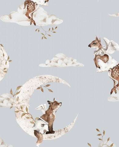 Jersey Füchsen auf dem Mond und Wolken