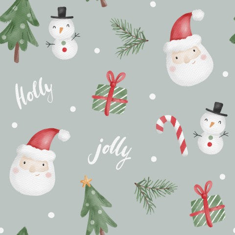SoftShell Christmas pattern with snowman, Santa Claus and fir trees