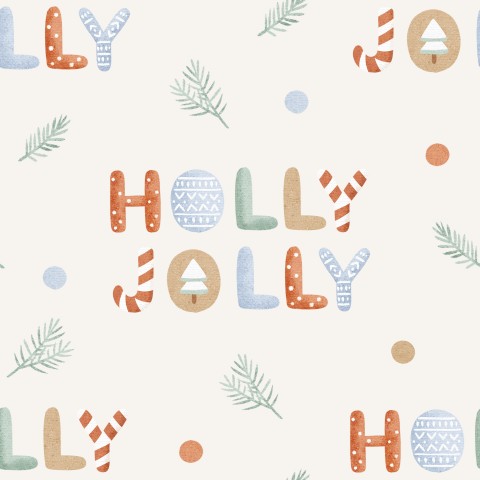 Mousseline met de tekst "Holly Jolly" erop