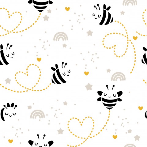 Abejas y corazones dulces de felpa francesa