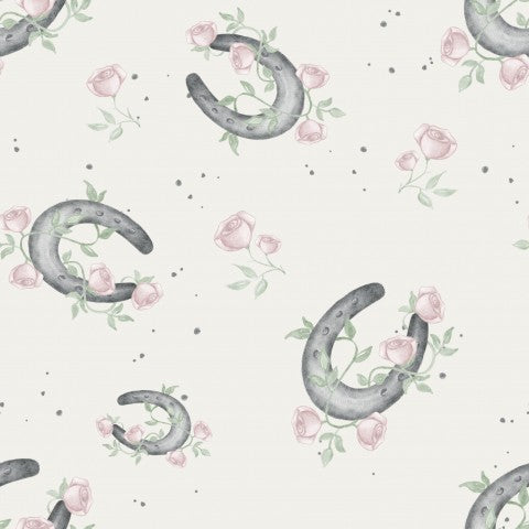 Satin Baumwolle Hufeisen und Rosen