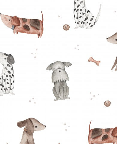 Waterproof fabric watercolor pattern with dogs and bones