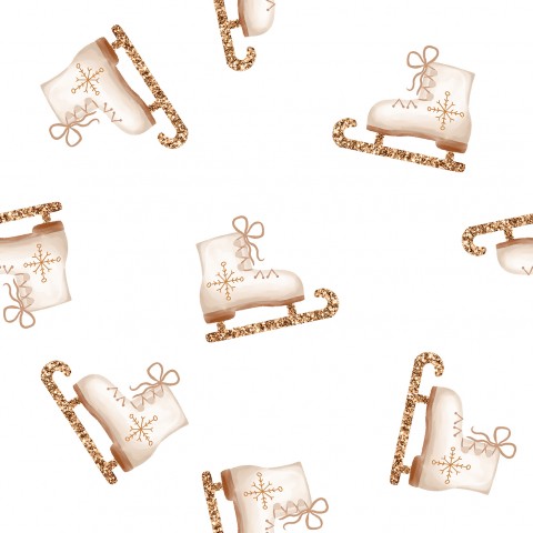 Bauen Sie Ihre einzigartige Wintermode mit Canvas Baumwolle Ice Skates with gold white mini - exklusive Baumwoll-Stoffe für Ihre eigenständigen Kreationen! Per