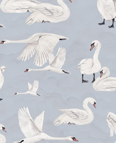 Hochwertige Baumwolle "Schwanenblau" in Meterware - ideal für nähere Kleidung und Dekorationsartikel. Natürliches Material aus 100% Baumwolle, perfekt für Ihre