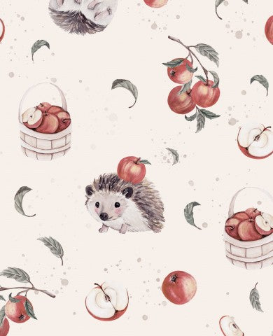 French Terry hedgehogs and apples