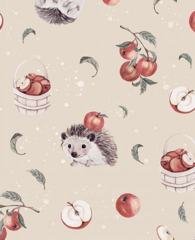 Rib Jersey hedgehogs and apples on it