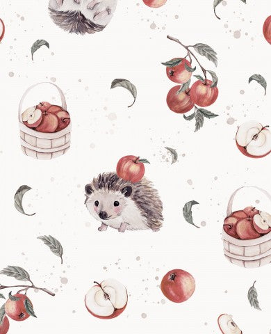 French Terry hedgehogs and apples