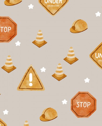 Muslin hard hats and stop signs