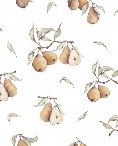 Panama watercolor pattern with pears on a branch