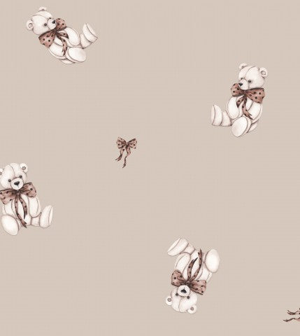 Jersey a pattern of teddy bears on a beige background