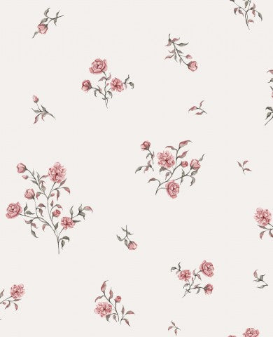 Satin cotton floral wallpaper with pink roses on it