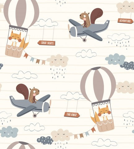 Animaux en tissu imperméable volant dans des montgolfières