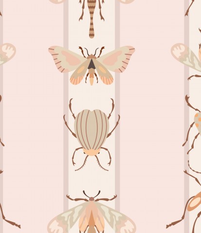 Satin Baumwolle Insekten auf rosa Hintergrund