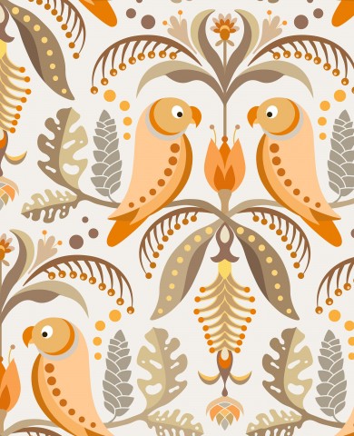 Panama an orange-brown pattern with birds on it