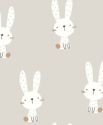 Waterdichte stof witte en grijze konijntjes