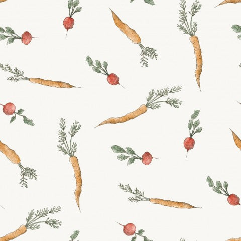 Nähen Sie sich der Natur: Canvas Baumwolle für Karotten und Radieschen - ideal für Ihr nächstes Patchwork-Projekt oder Handarbeit-Kunstwerk. 100% Baumwolle, me