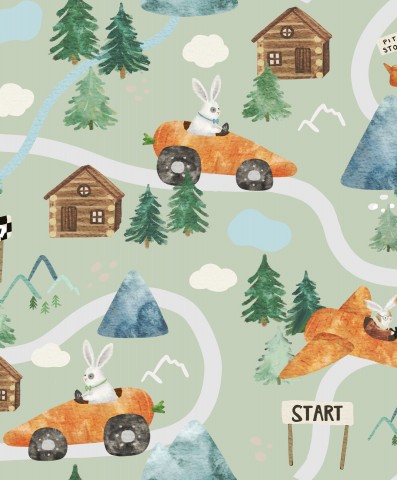 Lapins en mousseline et voitures dessus