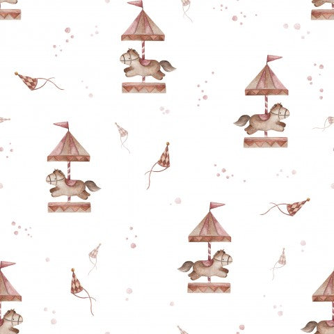 Satin cotton carousel horses in watercolor