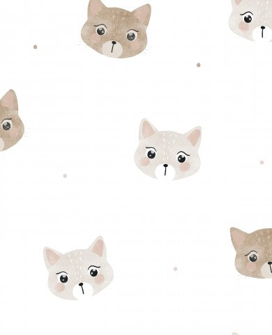 Tessuto impermeabile con graziose facce di gatto