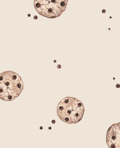 Muslin chocolate cookies on beige background