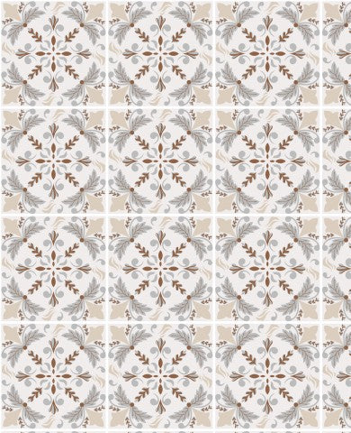 Muslin a tile pattern with brown and white flowers