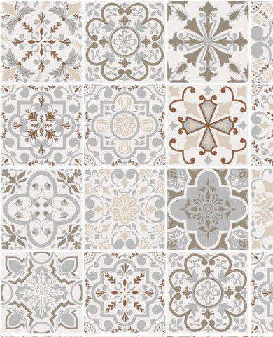 Waterproof fabric a set of tiles with different designs