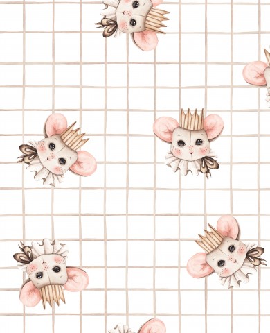 Fransk Terry ett mönster av möss med kronor på