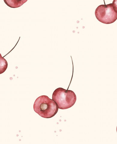 Waterproof fabric watercolor pattern with cherries