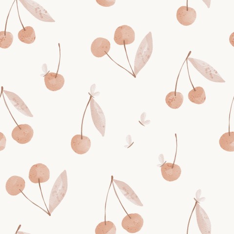 Tissu imperméable avec des cerises et des feuilles dessus