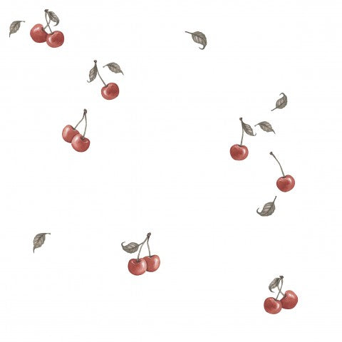 Muslin a bouquet of cherries on a white background