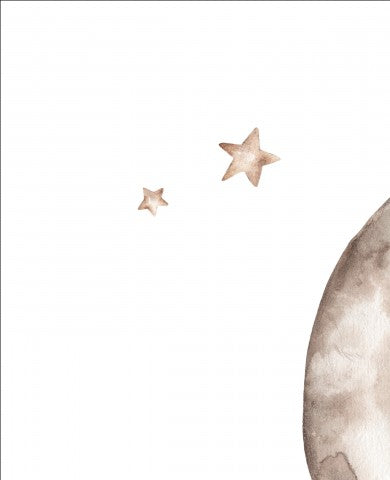 Rib Jersey ein Aquarell eines Mondes mit Wolken und Sternen