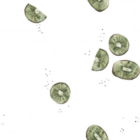 Muslin kiwi slices on a white background