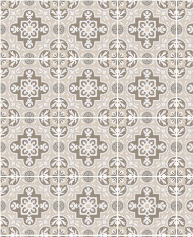 Waterproof fabric a beige and white tile pattern