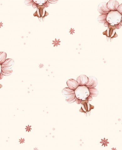 French Terry pink flowers and stars