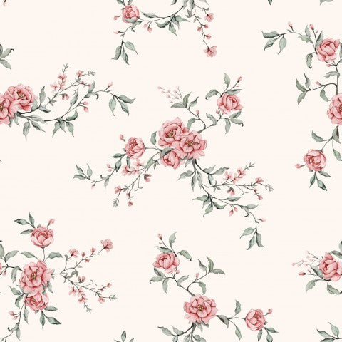 Jersey pink flowers on white background