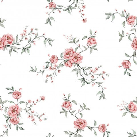 Jersey pink flowers on white background