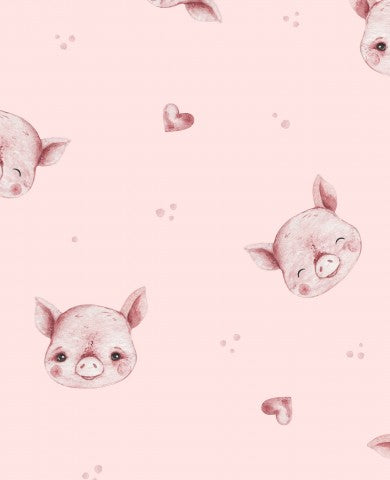 Waterdichte stof met schattige kleine varkentjes op een roze achtergrond