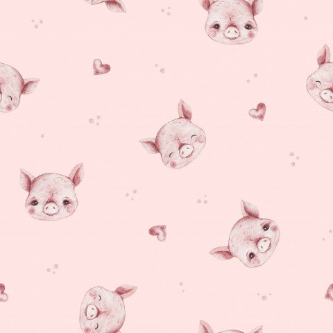 Waterdichte stof met schattige kleine varkentjes op een roze achtergrond