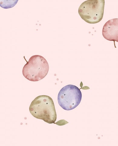 Waterproof fabric watercolor pattern with apples and pears
