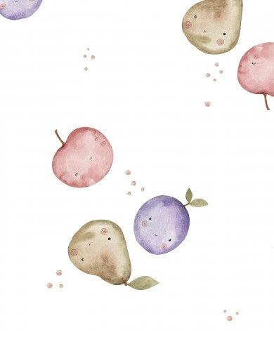 Waterproof fabric watercolor pattern with apples and pears