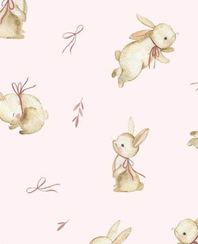 Canvas Baumwolle Kleine Häschen Rosa - Natürlicher Look und weicher Touch! Ideal für nähere Projekte wie Babykleidung, Taschen oder Dekorationsstücke. 100% Bau