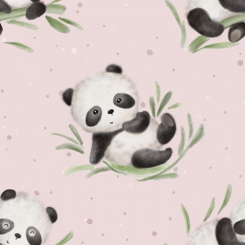 Jersey panda bear pattern on pink background