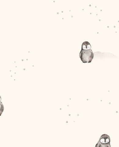 Baumwolle-Stoff in Creme-Optik - Kleine Pinguine auf Canvas-Grund - Qualität und Schönheit für deine Mode-Kreationen - 100% Baumwolle - Meterware für das Nähen